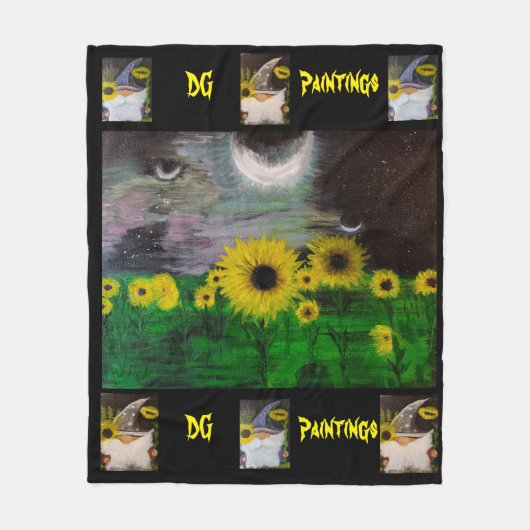 Couverture Polaire DG Paintings Mystical Sunflowers with Gnomes  (Devant)