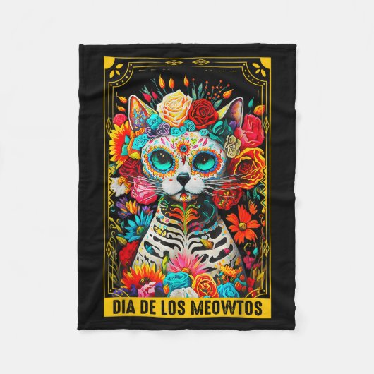 Couverture Polaire Dia De Los Meowtos Sugar Skull Cat Gift (Devant)