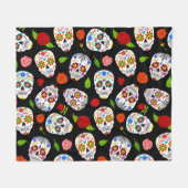Couverture Polaire Dia Los Muertos : motif crâne à sucre. (Devant (Horizontal))