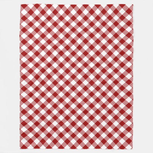 Couverture Polaire Diagonal rouge et blanc En vichy plaid (Devant)