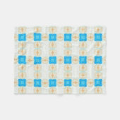 Couverture Polaire Diamant bleu crème turquoise art géométrique (Devant (Horizontal))
