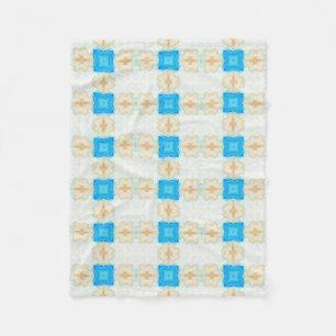 Couverture Polaire Diamant bleu crème turquoise art géométrique