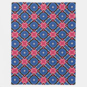 Couverture Polaire Diamant bleu et blanc et Cercles rouges (Devant)