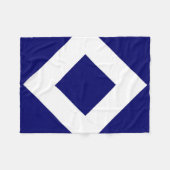 Couverture Polaire Diamant Bleu Profond, Bordure Blanche Gras (Devant (Horizontal))