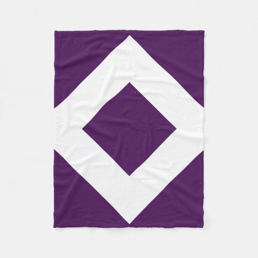 Couverture Polaire Diamant Profond Violet, Bordure Blanche Gras (Devant)