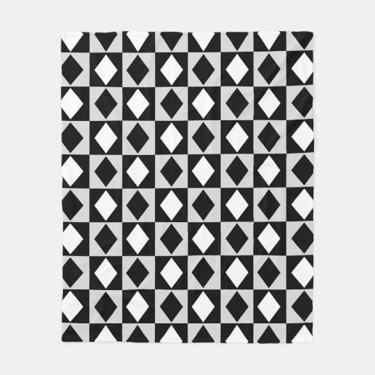 Couverture Polaire Diamant Rhombus blanc noir (Devant)