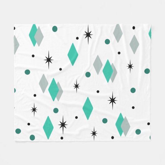 Couverture Polaire Diamants de l'âge spatial Turquoise Blanc (Devant (Horizontal))