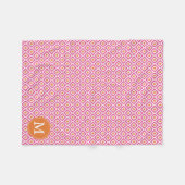 Couverture Polaire Diamants de tangerine rose monogramme Motif Ikat (Devant (Horizontal))