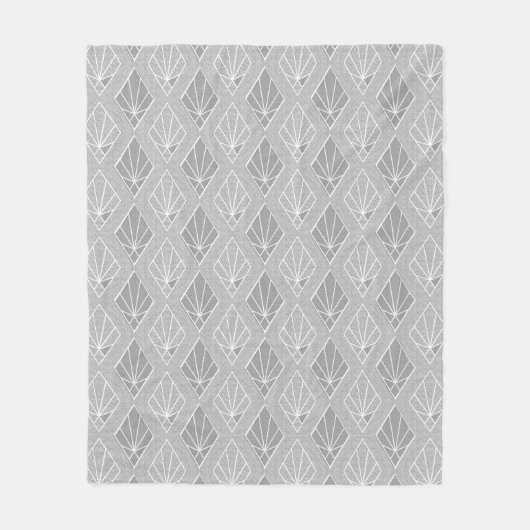 Couverture Polaire Diamants gris et blanc Motif Art déco (Devant)