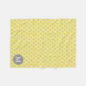 Couverture Polaire Diamants gris jaune monogramme Motif Ikat (Devant (Horizontal))