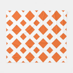 Couverture Polaire Diamants orange sur blanc