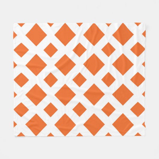 Couverture Polaire Diamants orange sur blanc (Devant (Horizontal))