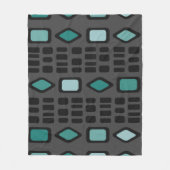 Couverture Polaire Diamants Rétro Rectangles Turquoise Noir (Devant)