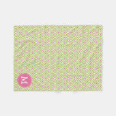Couverture Polaire Diamants rose vert monogramme Motif Ikat (Devant (Horizontal))