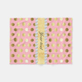 Couverture Polaire Diamants roses de pois de feuille d'or (Devant (Horizontal))