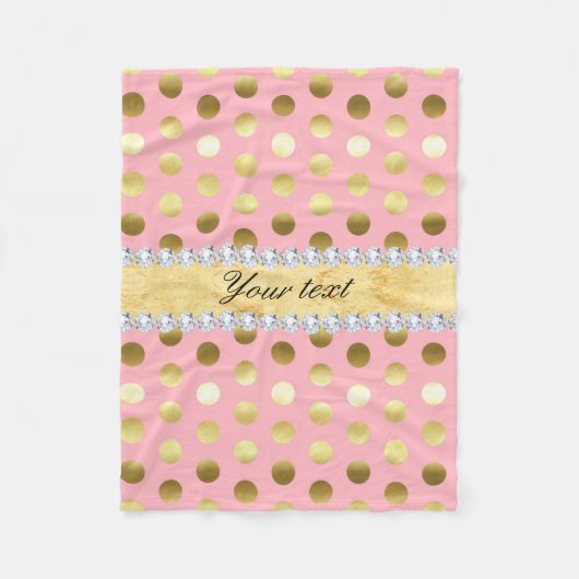 Couverture Polaire Diamants roses de pois de feuille d'or (Devant)