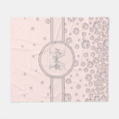 Couverture Polaire Diamants roses en or bleu nom monogramme (Devant (Horizontal))