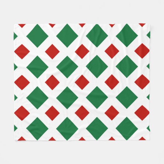Couverture Polaire Diamants verts et rouges sur blanc (Devant (Horizontal))