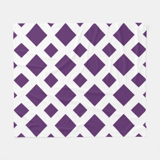 Couverture Polaire Diamants violets sur blanc (Devant (Horizontal))