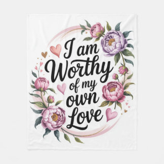 Couverture Polaire Digne de mon propre amour Citation positive Floral