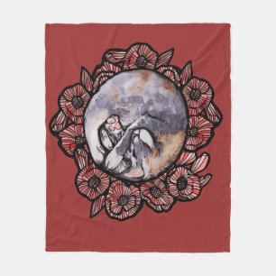 Couverture Polaire Dilute Calico Kitty Chat Red Poppy Flower Chats