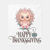 Couverture Polaire Dinde de Thanksgiving mignonne (Devant)