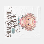 Couverture Polaire Dinde de Thanksgiving mignonne (Devant (Horizontal))