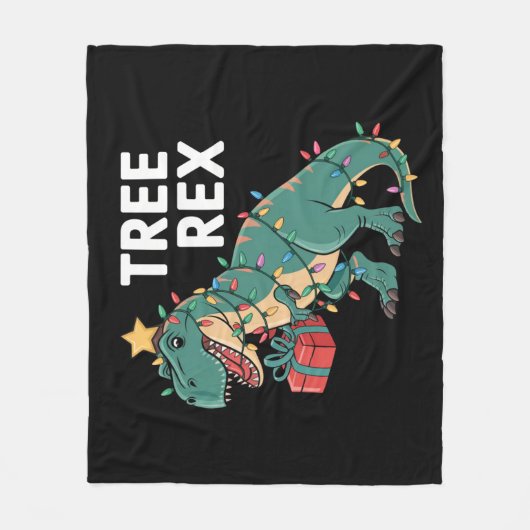 Couverture Polaire Dinosaur Arbre de Noël Rex Pyjamas de Noël Lumière (Devant)