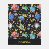 Couverture Polaire Dinosaur Construction Crew Space Kids Personnalisé (Devant)