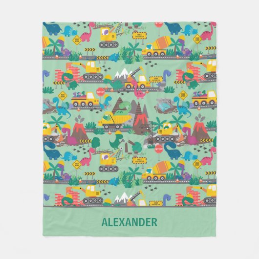 Couverture Polaire Dinosaur enfants de construction personnalisée (Devant)
