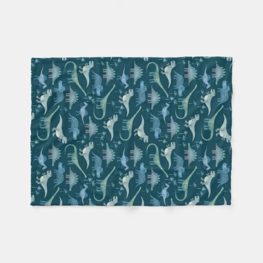 Couverture Polaire Dinosaur Motif Turquoise Vert (Devant (Horizontal))