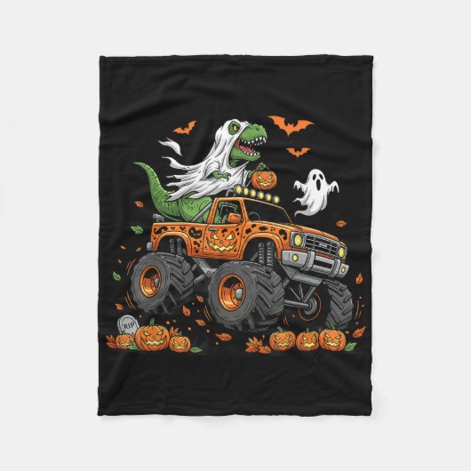 Couverture Polaire Dinosaur T-rex équitation Monster Camion Halloween (Devant)