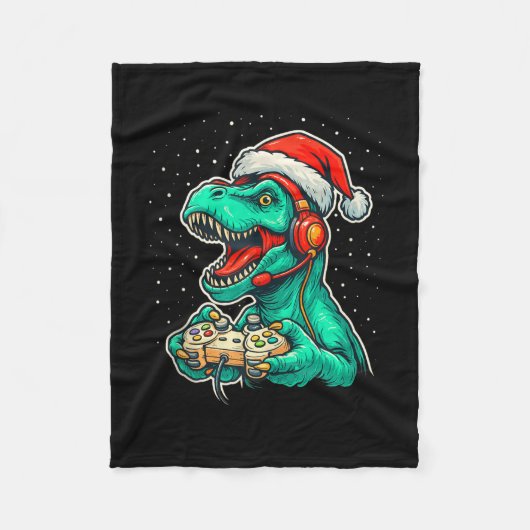 Couverture Polaire Dinosaur T Rex Jeu Vidéo Jeu Santa Hat Christ (Devant)