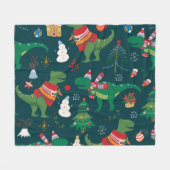 Couverture Polaire Dinosaur T-Rex : Nouvel An de Noël. (Devant (Horizontal))