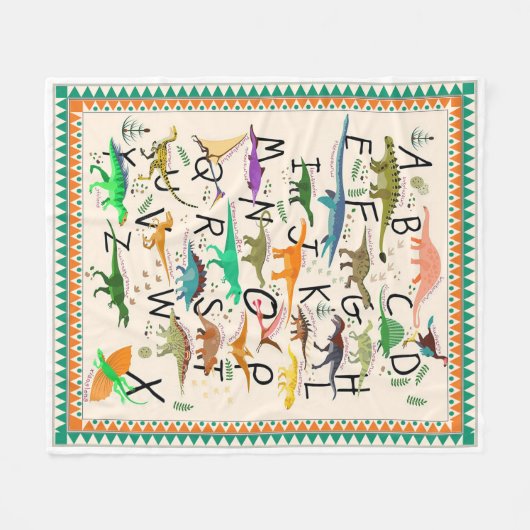 Couverture Polaire Dinosaure Alphabet mûre (Devant (Horizontal))