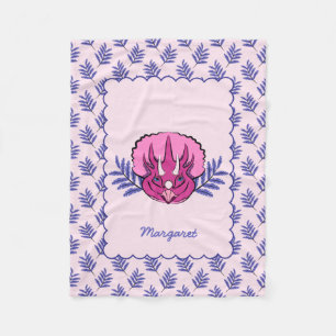 Couverture Polaire Dinosaure assez rose de Triceratops avec le motif