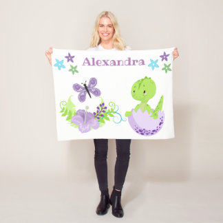 Couverture Polaire Dinosaure bébé et papillon personnalisés