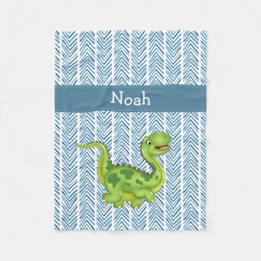 Couverture Polaire Dinosaure dansant avec le nom de l'enfant (Devant)