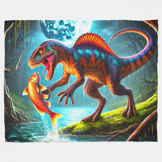 Couverture Polaire Dinosaure de chasse (Devant (Horizontal))