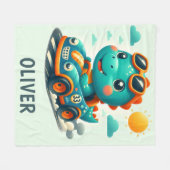 Couverture Polaire Dinosaure de course mignonne dans une voiture (Devant (Horizontal))