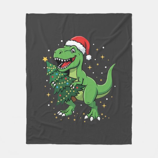 Couverture Polaire Dinosaure de Noël Santa T Rex (Devant)