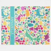 Couverture Polaire Dinosaure Floral Folk Silhouettes Belles Filles (Devant (Horizontal))