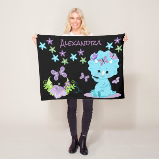 Couverture Polaire Dinosaure floral personnalisé
