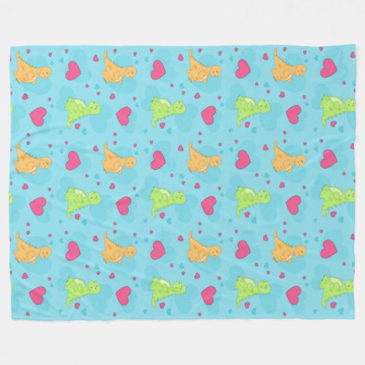 Couverture Polaire Dinosaure Love (Devant (Horizontal))