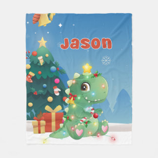 Couverture Polaire Dinosaure mignon avec lumières et nom personnalisé