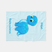 Couverture Polaire Dinosaure mignon de bébé bleu (Devant (Horizontal))