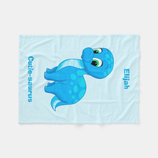 Couverture Polaire Dinosaure mignon de bébé bleu (Devant (Horizontal))