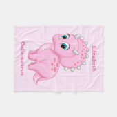 Couverture Polaire Dinosaure mignon de Triceratops de roses pâles (Devant (Horizontal))