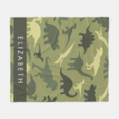 Couverture Polaire Dinosaure Motif, Dinosaur Silhouette, Votre Nom (Devant (Horizontal))