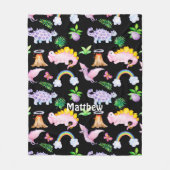 Couverture Polaire Dinosaure noir Rainbow Watercolor Motif Jungle (Devant)
